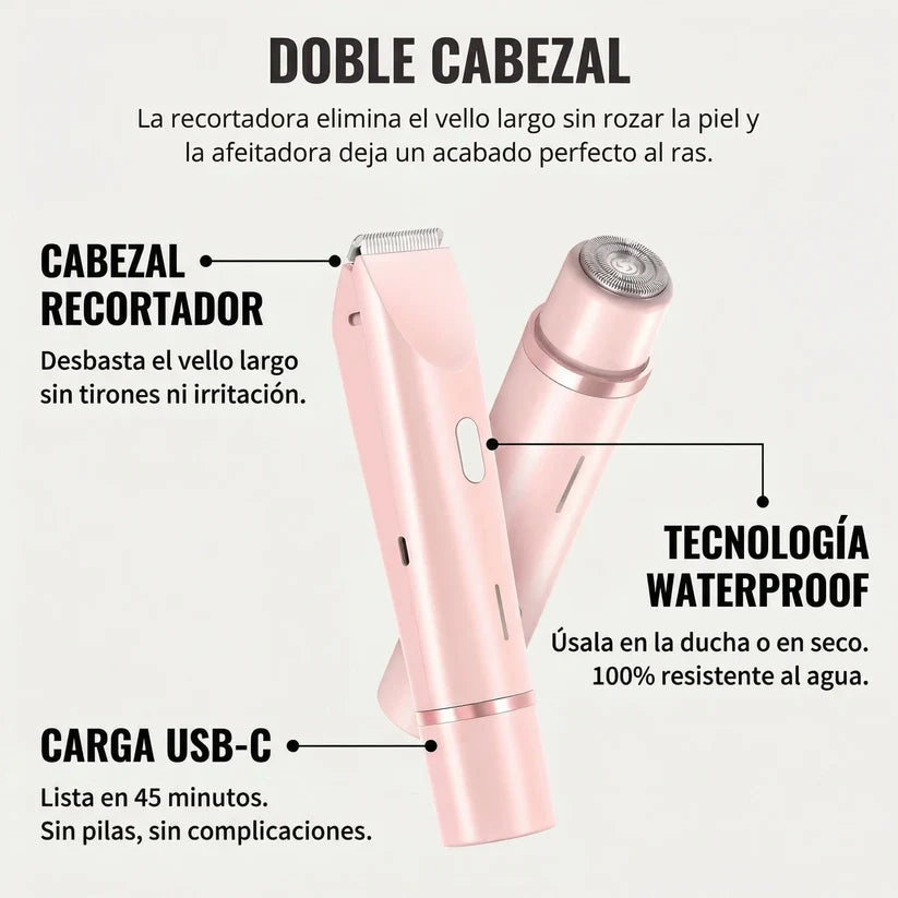 Razerly™ | Depiladora Íntima y Corporal 2 en 1: Piel Suave al Ras, Sin Cortes, Sin Dolor y Sin Granitos en Minutos.