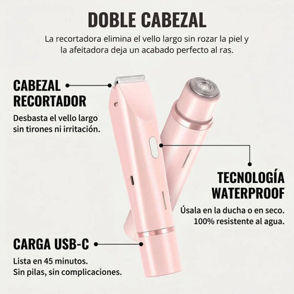 Razerly™ | Depiladora Íntima y Corporal 2 en 1: Piel Suave al Ras, Sin Cortes, Sin Dolor y Sin Granitos en Minutos.