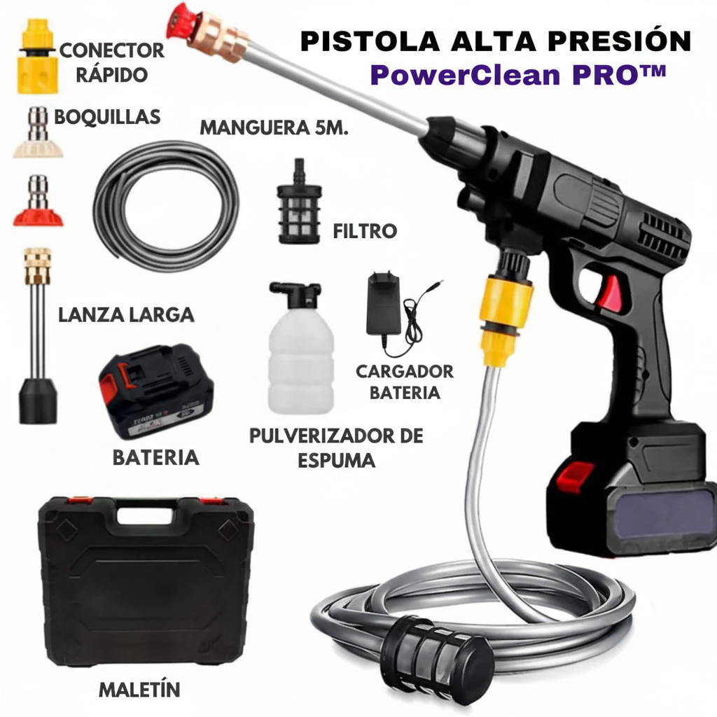 PowerClean PRO™ - Pistola de Alta Presión para Limpieza