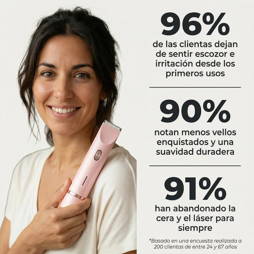 Razerly™ | Depiladora Íntima y Corporal 2 en 1: Piel Suave al Ras, Sin Cortes, Sin Dolor y Sin Granitos en Minutos.