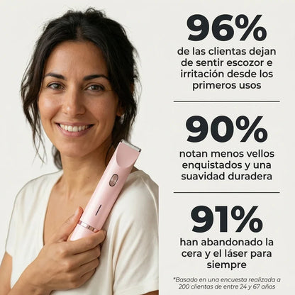 Razerly™ | Depiladora Íntima y Corporal 2 en 1: Piel Suave al Ras, Sin Cortes, Sin Dolor y Sin Granitos en Minutos.